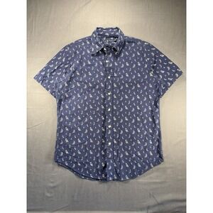Ralph Lauren Short Sleeve Button Up Men's M Nautical AOP Boats‎ Sailboats Blue
